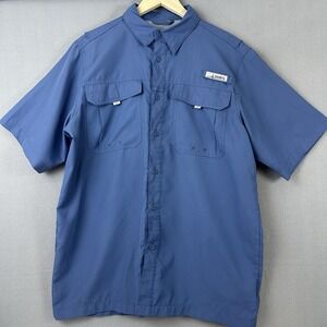 Habit Vented Fishing Shirt Neon Orange Short Sleeve SPF Outdoors Mens Size M